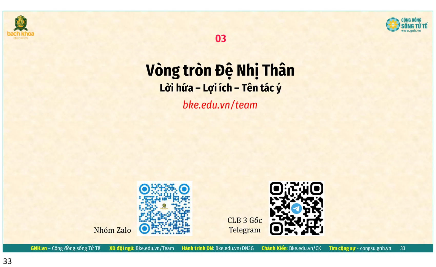 Slide: Vòng tròn đệ nhị thân, lời hứa lợi ích tên tác ý