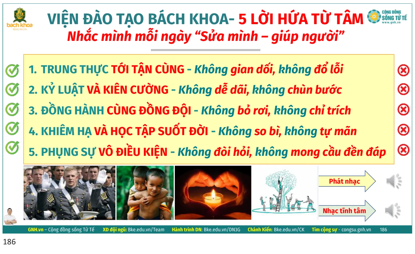 Slide: 5 lời hứa từ tâm của Viện đào tạo Bách Khoa