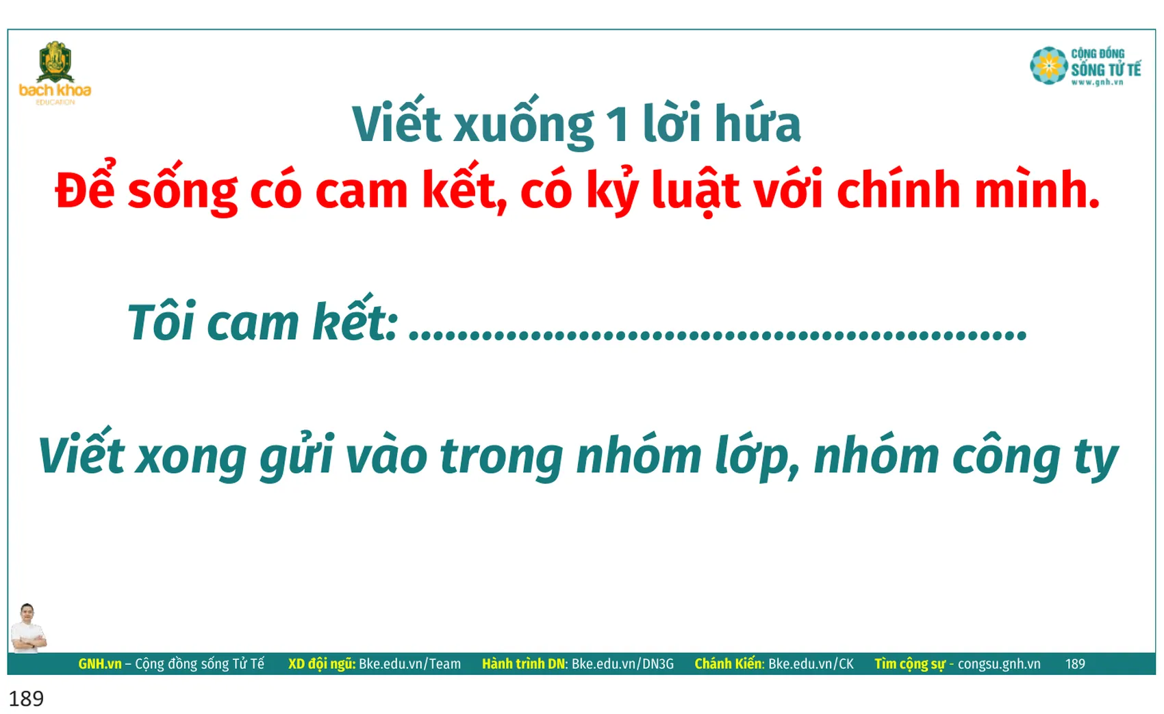 Slide: Viết xuống 1 lời hứa