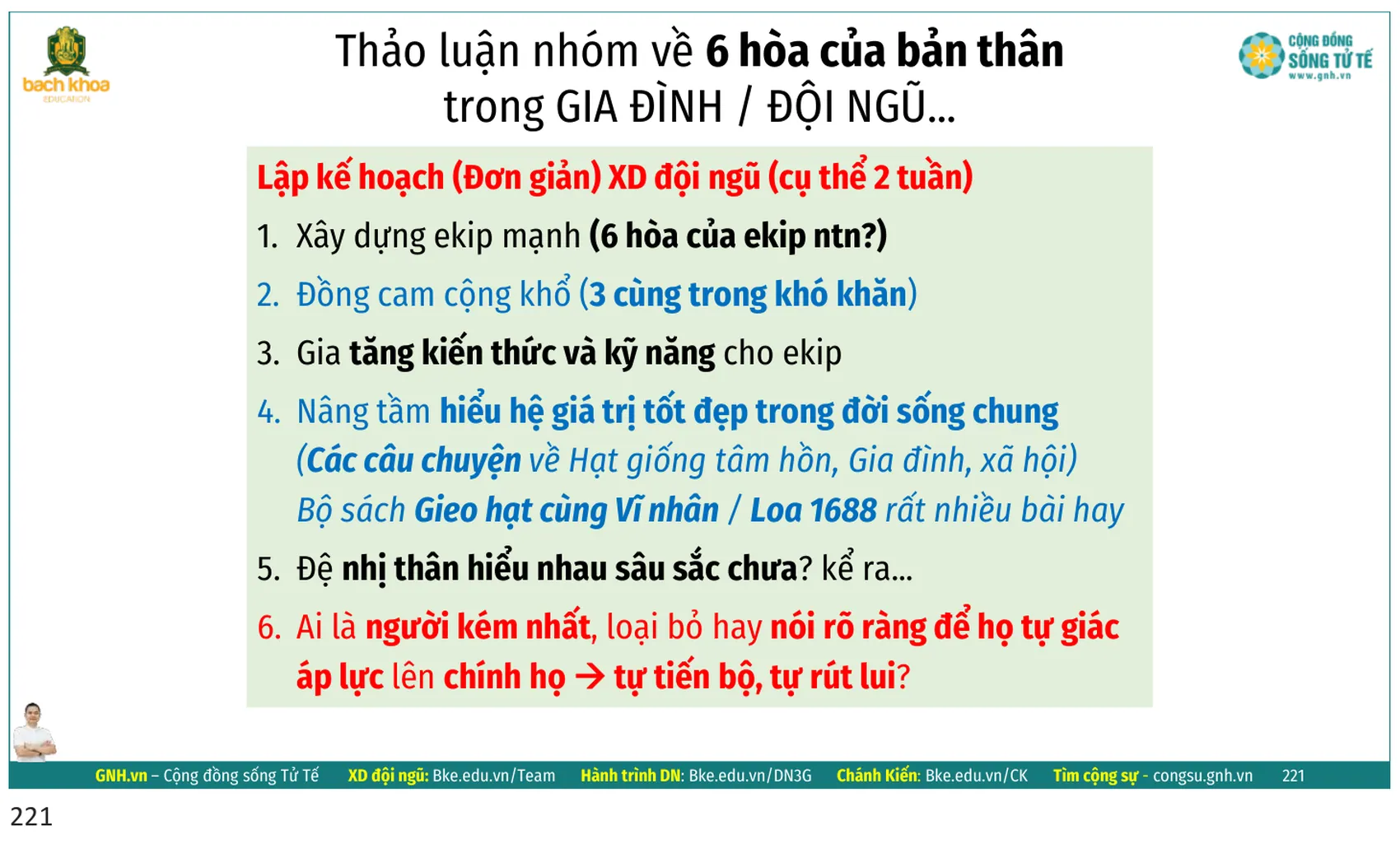 Slide: Thảo luận nhóm về 6 hòa và lập kế hoạch 2 tuần